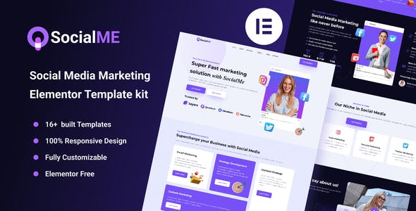 SocialMe - Social Media Marketing Agency Elementor Template Kit